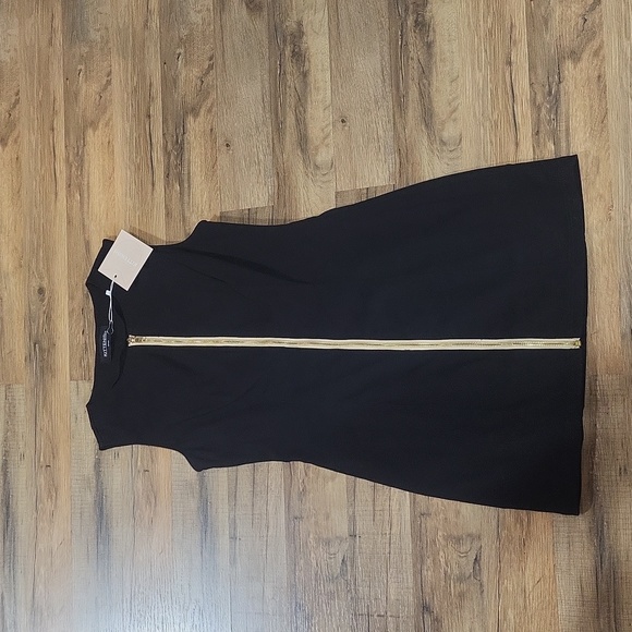 KITTENISH Dria Black Exposed Gold Tone Zipper Mini Dress - Picture 3 of 11